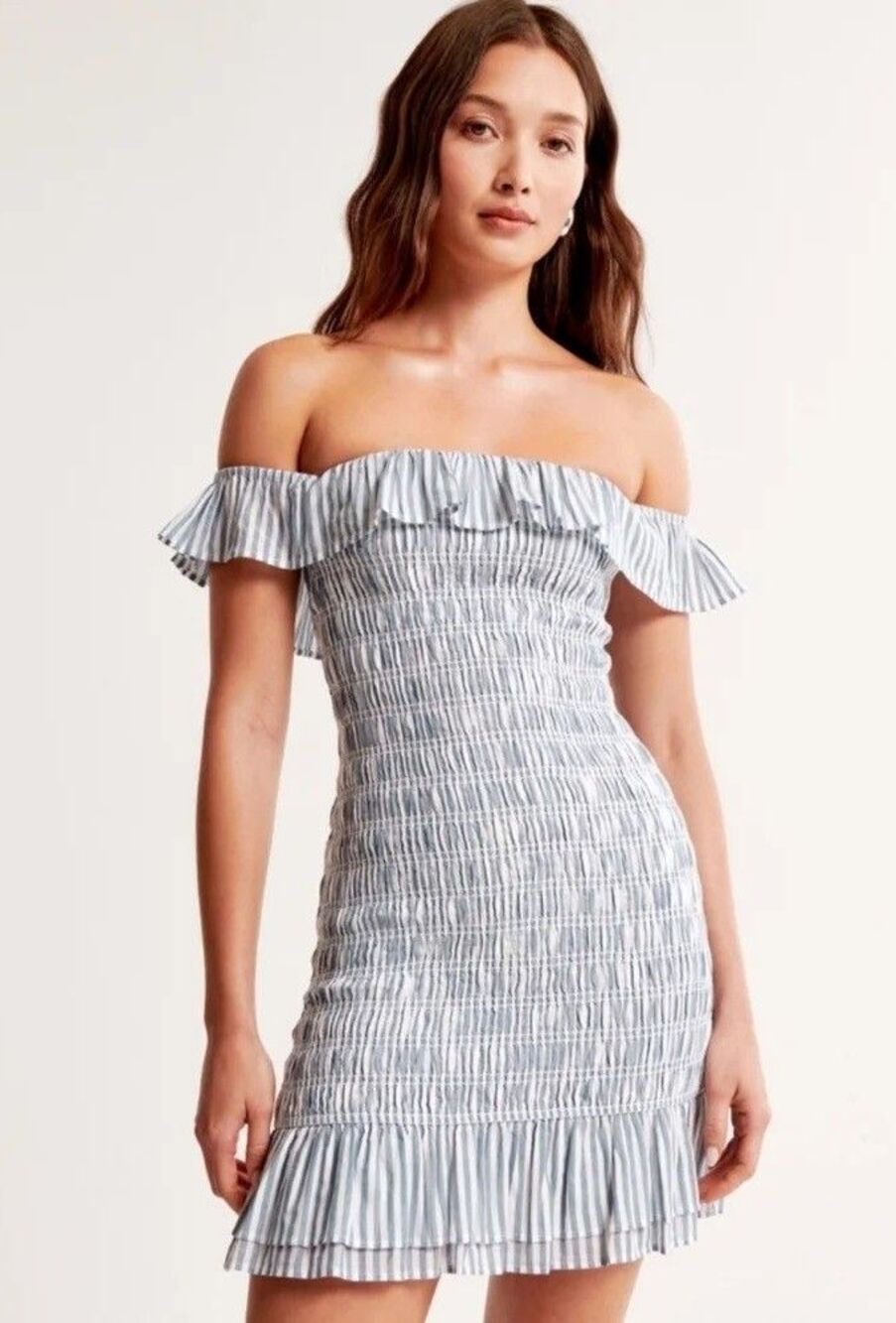 Abercrombie & Fitch Smocked Coastal Stretchy Dress Size L NWT MRSP $90